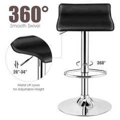 Modern Backless Bar Stools Set of 4 Swivel Adjustable Chrome Hydraulic Black
