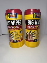 BIG Wipes Heavy Duty Industrial Textured Scrub Wipes, Red Top, (80 Count)- 2PACK