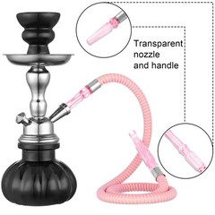 2 Pack Hookah Hose Washable 39” Shisha Acrylic Handle Leather Pink