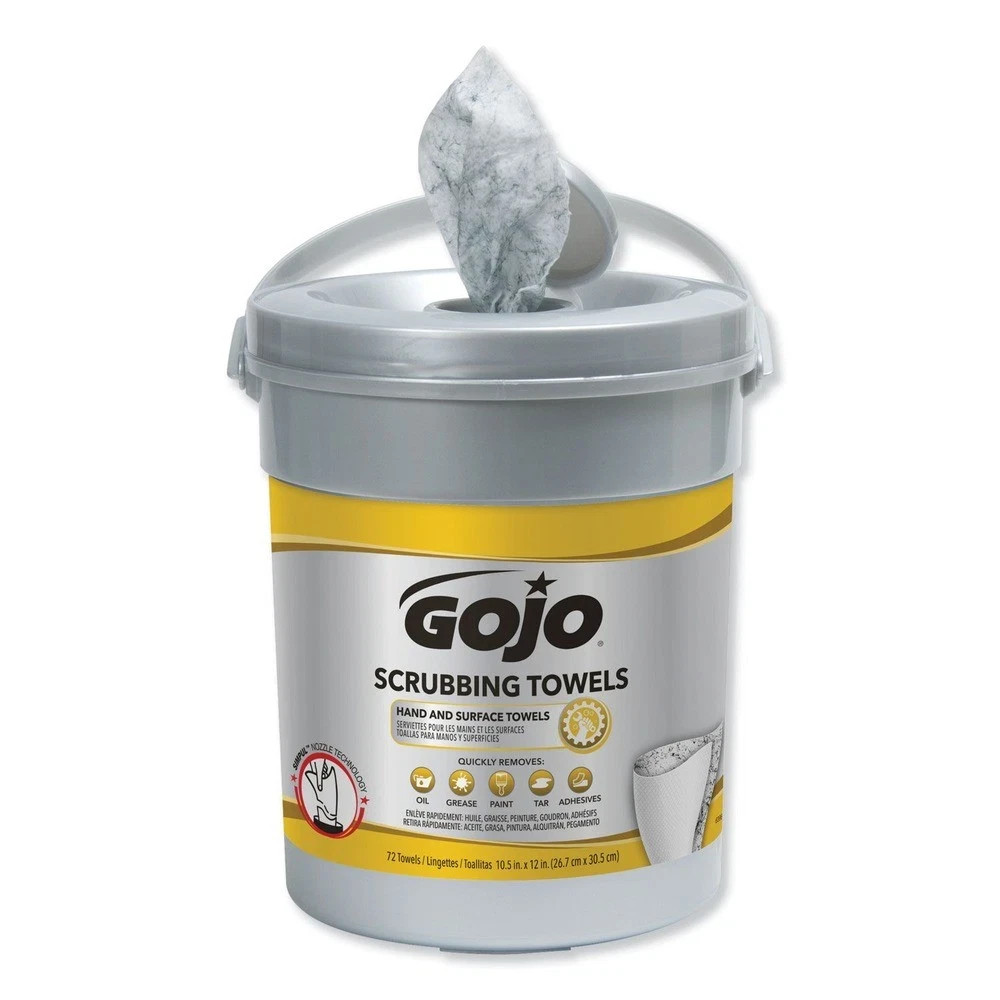 72 Towel GoJo 6396 Pre-Moistened Scrubbing Hand & Surface Wipes Citrus
