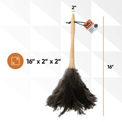 Superio Ostrich Feather Duster Fluffy Dust Remover Wooden Handle Reusable For