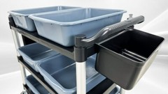 NEW Cleaning Cart Bus Tables Janitorial Housekeeping 6 Wash Trash Can Janitor