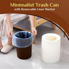 Modern Round Trash Can Open Top Trash Bin 2 Pack, White Garbage Can with Remo…