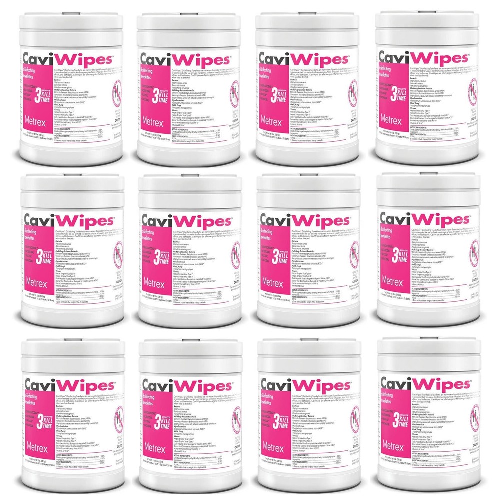 New All Purpose Disinfectant CaviWipes #13-1100- 160 Count – 12 Canisters