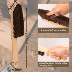 Dazzhues 2 Pieces Woooden Dust Brush Hand Broom Bench Brush Long Wood Handle