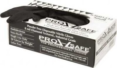 PRO-SAFE 50-Pack 8-mil Diamond-Texture Disposable Black Nitrile Gloves: Small