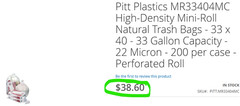 30” X 40” 33 Gallon 22 Micron Can Liner 8 Rolls Of 25 = 200 85 lb. Capacity