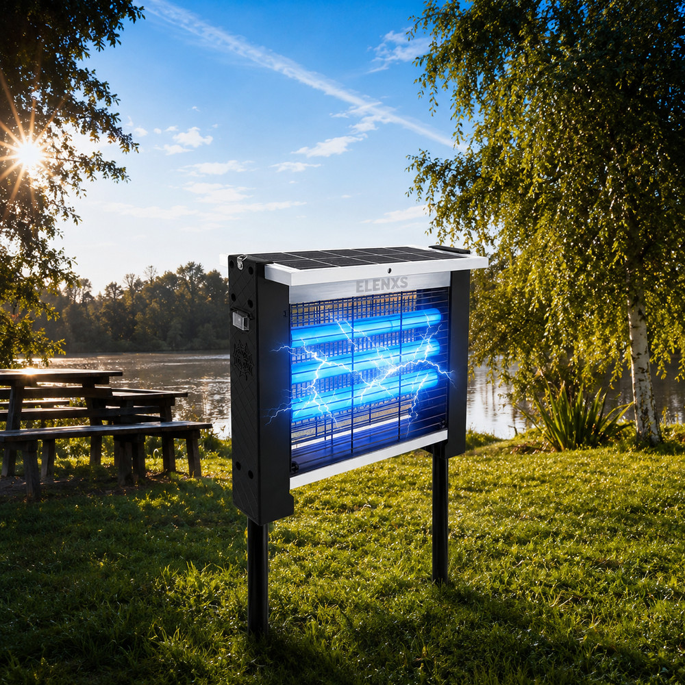 Solar Powered Bug Zapper Outdoor Waterproof Mosquito Fly Trap Killer 4500V