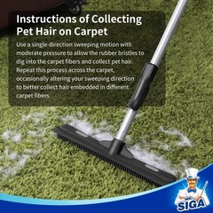 MR.SIGA Pet Hair Removal Rubber Broom with Built in 12.6*2.1*62 in, Black