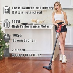 PMLYQ Cordless Vacuum Cleaner for Milwaukee Battery,Wireless Handheld Red