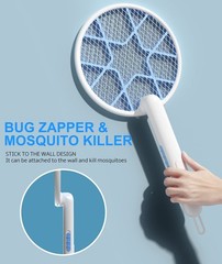 MOSQZAP Electric Fly Swatter 2 Pack, Foldable Bug Zapper Racket 2Pack, White