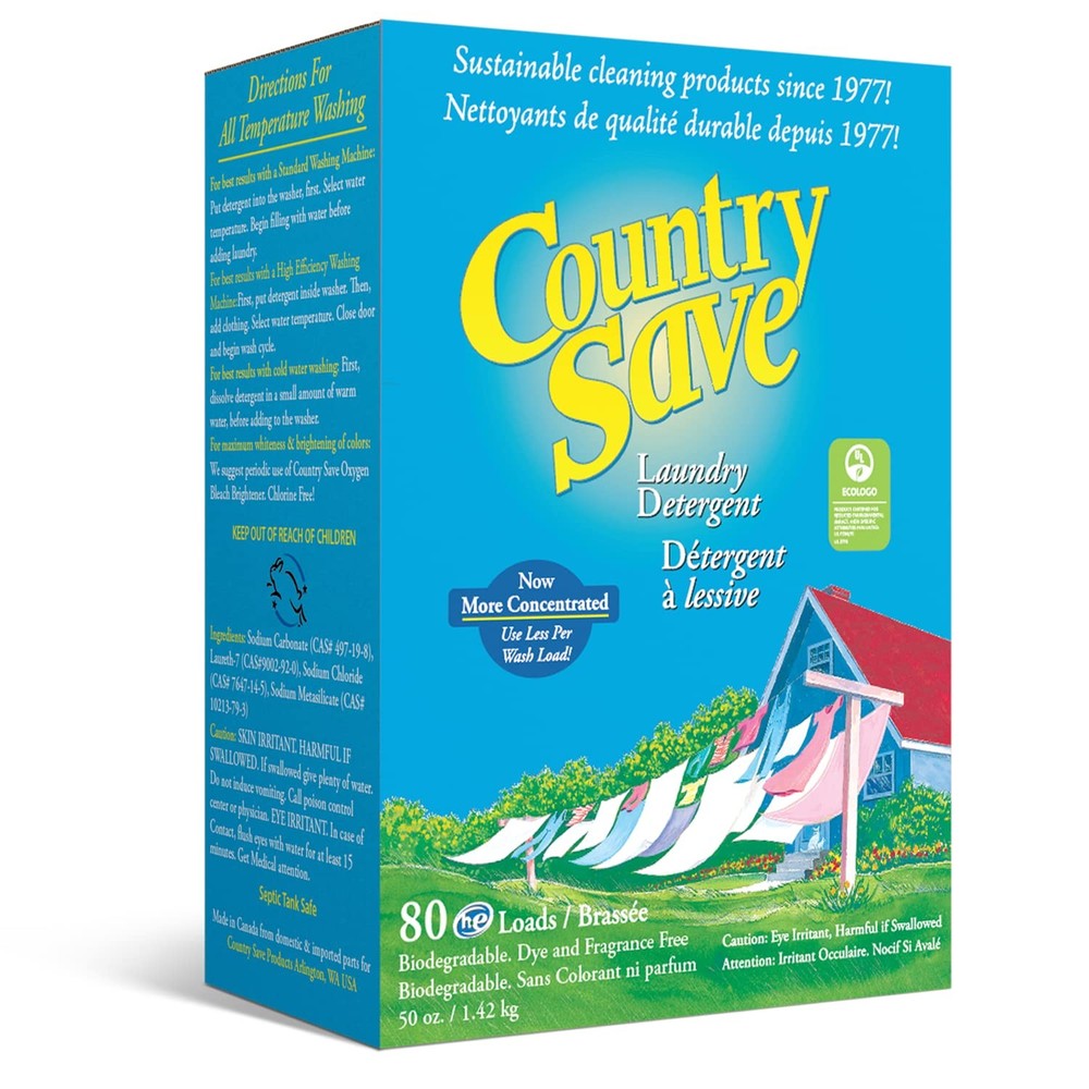 Country Save Laundry Detergent Powder Natural – HE 50 Ounce (Pack of 1)