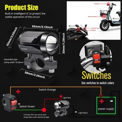 Henlix Motorcycle Driving Lights 15 Watts Double Color Light White/Amber 3