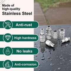 POWER TOWN 3/8 Inch Quick Connect Fittings, Pressure Washer Inch, Silvery