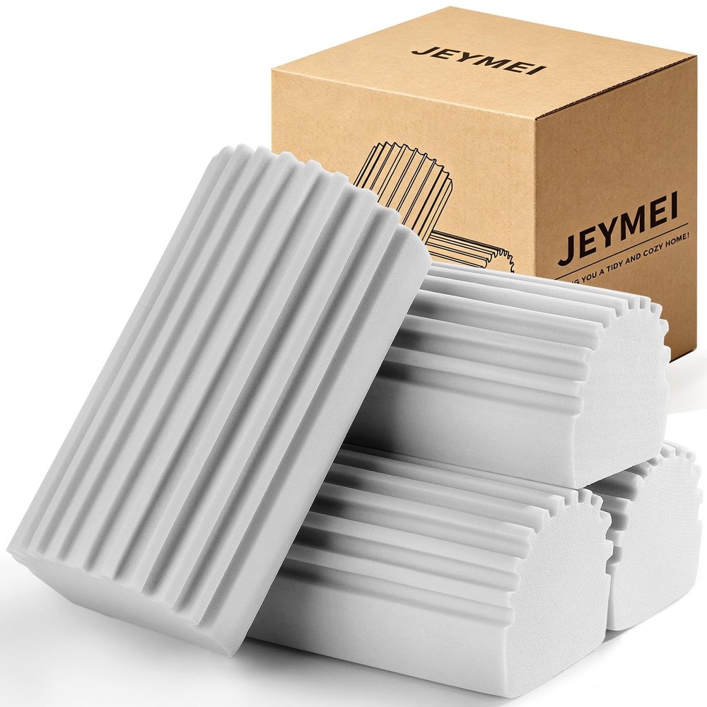 Jeymei 4-Pack Damp Clean Duster Sponge,Gray Dusting 4, Gray