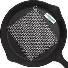 Amagabeli Cast Iron Cleaner 8″x6″ Premium Stainless Steel Chainmail Scrubber