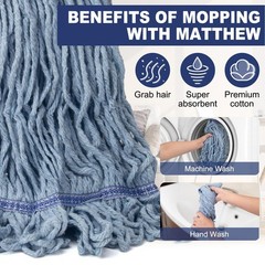 KeFanta 3 Pack Heavy Duty Commercial Mop Head Replacement,Looped End String C…