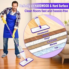Spray Mops for Hardwood Floor Cleaning: Purple Mop with pads,