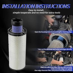 For Kawasaki 11013-7044 & 11013-7045 Inner & Outer Air Filter Cleaners Combo…