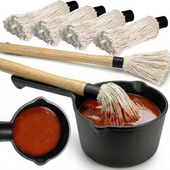 7 Pack Cast Iron Sauce Pot and BBQ Mop Brush Set, 13.5 OZ Small Basting Pot &