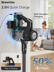 Brewvox Telescopic Cordless Stick Vacuum Cleaner For Pet Hair 40Kpa Powerful
