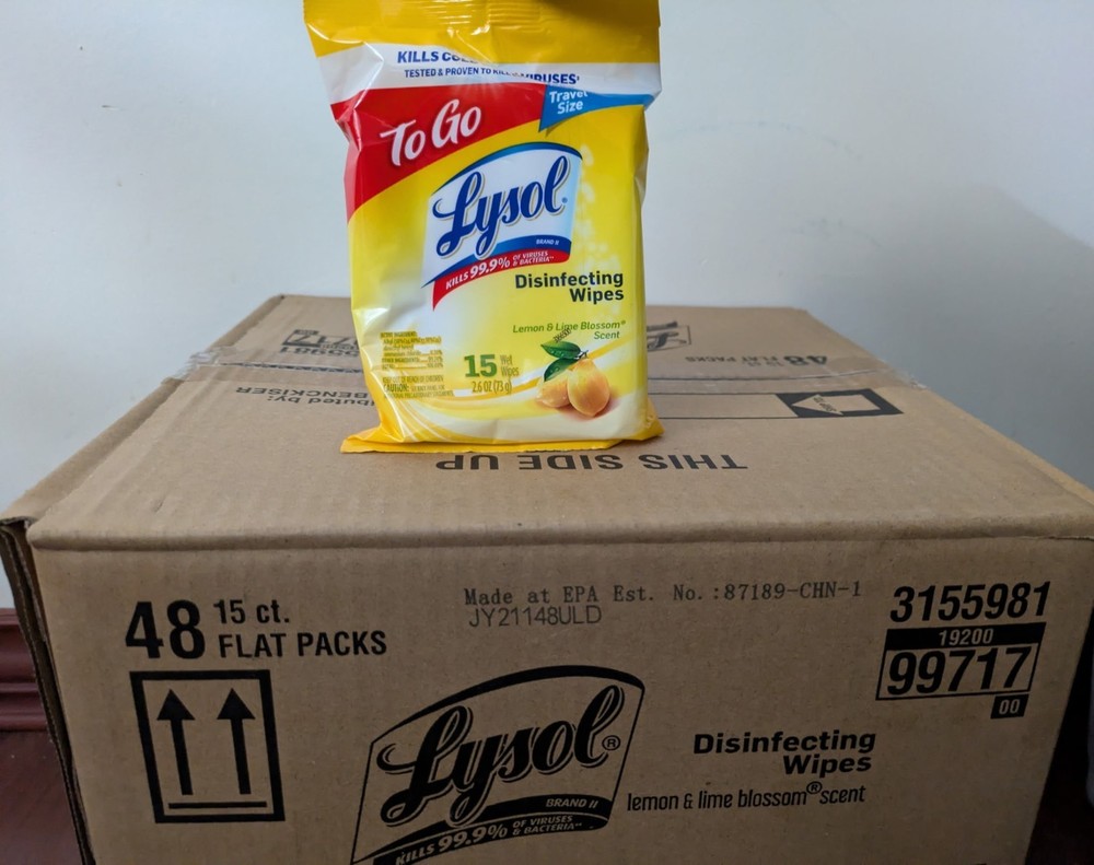 LYSOL Disinfecting Wipes – Lemon & Lime Blossom To-Go Flatpack 15ct. Case Of 48