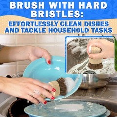 5 Pcs Bamboo Dish Brush Set – 2.6 In Brushes, Brown