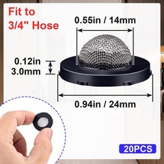PAGOW 20 Pcs Hose Filter Washers, Stainless Steel 0.94 inches, Black 20pcs