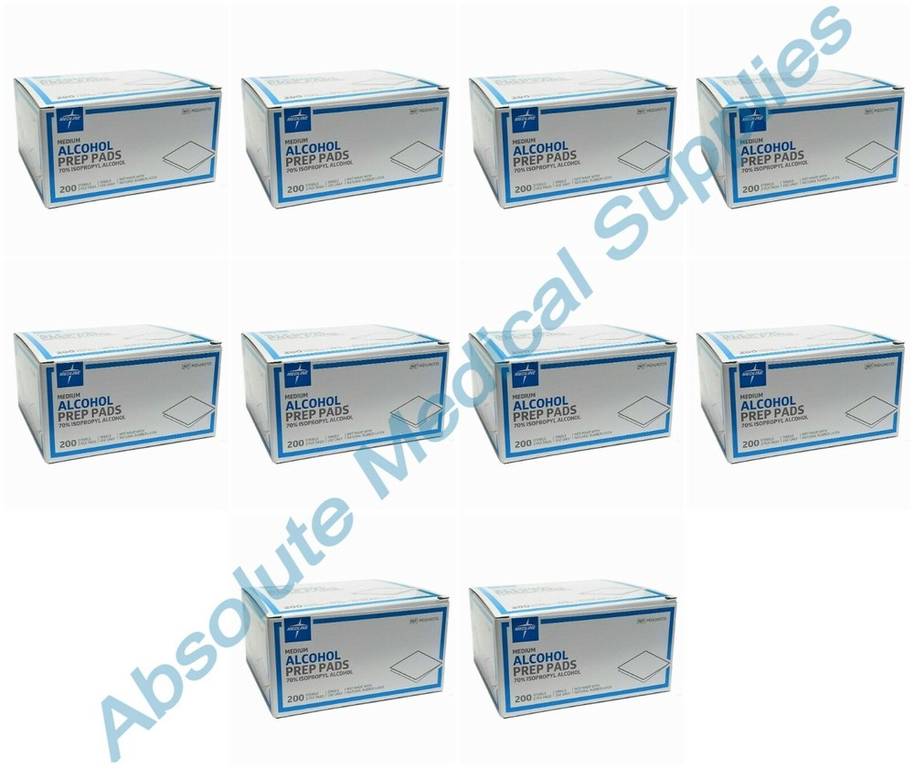 *10-Packs* Medline Alcohol 200 Prep Pads Sterile 2-Ply Medium MDS090735