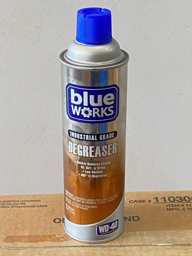 6 new Blue Works #11030 Industrial-Grade Degreaser, 18 oz. Aerosol Spray Cans