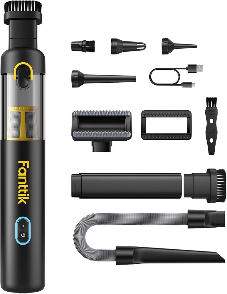 4-in-1 Portable Mini Cordless Vacuum Cleaner, 19,000Pa Powerful Suction (Black)