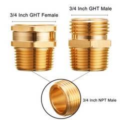 JOEJET Garden Hose Connector, 3/4” GHT Female to NPT, Brass