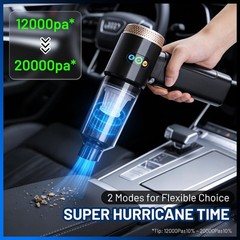 GcdPai Handheld Car Vacuum Cordless 20000PA Powerful Small Portable Black