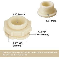 ANPTGHT 1.5″ Female ABS Bulkhead Fitting, Plastic Water Tank 1.5 Inch, Black