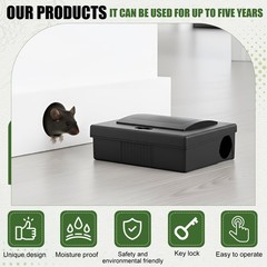 Mysora 12 Pcs Mouse Station with Key Reusable Rats Bait Stations Mice…