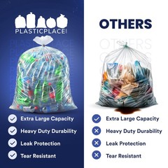Plasticplace 95-96 Gallon Garbage Can Liners 1.5 Mil Clear Heavy Duty Trash