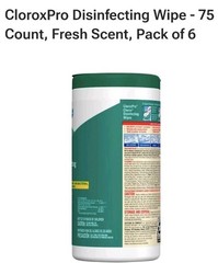 6 Pack CloroxPro Commercial Disinfecting Wipes 75 Count Per Bottle Fresh Scent