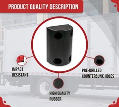 4Pk 8″x5-1/4″x3-1/2″ Rubber Dock Bumper with 4 Hole Impact Resistant Half-Oval