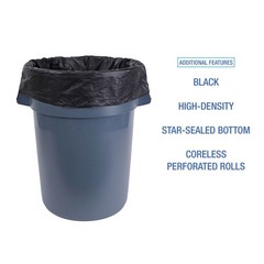 Boardwalk V7658Hkkr01 200 Count 60 Gallon Capacity Light-Duty Waste Bags