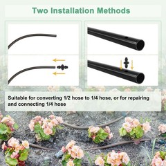 M METERXITY 25-Pack Drip Irrigation Barbed Fittings, for 1/4 Inch Black