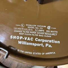 Vintage Mcm Shop-Vac Wet Dry Model 10 Gal Made U.S.A Brown Metal Can Model 777