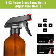 HAOERMEI 8OZ Amber Glass Spray Bottles – 2 Pack – Empty 8.5 Ounces,