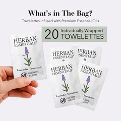 Lavender Essential Oil Wipes Travel Size Face Body Cleansing Individually Wra…