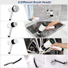 Electric Spin Scrubber for Cleaning-2 Adjustable Speeds,8 White&black