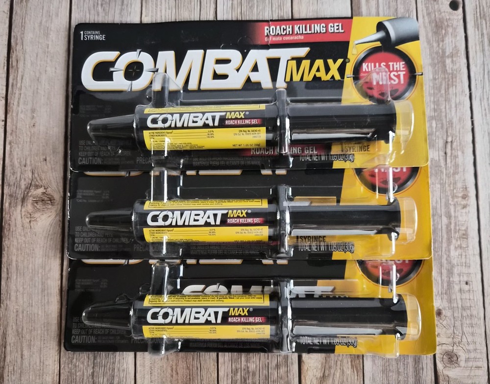 3 pk Combat MAX Indoor Outdoor 60g Source Kill Roach Killing Gel 24/7 Kills Nest