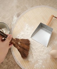 Mini Metal Dustpan and Brush Set, Natural Hand Broom, 2 Piece Gray