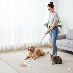 Gecauoea Carpet Rake for Pet Hair Removal 3-Section Dog 3-section Adjustable