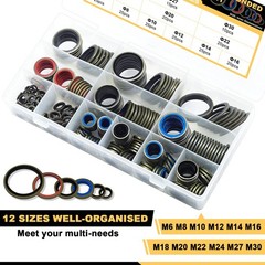 Siptenk 245 PCS Sealing Washers Oil Drain Plug Gasket Metal NBR 245PCS-Zinc