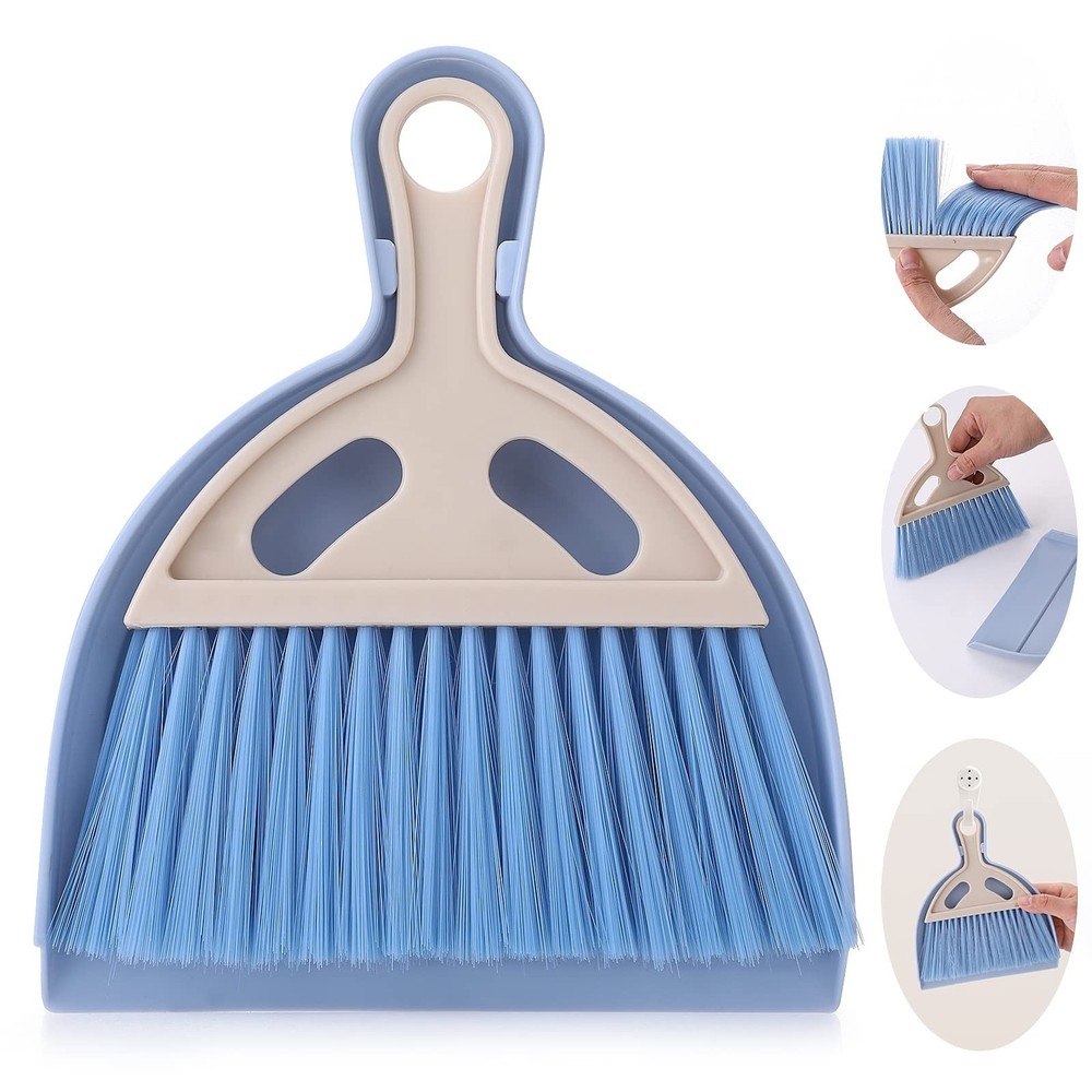 cobee Small Broom and Dustpan Cleaning Set, Mini Whisk Dustpan and Brush with…