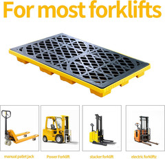Heavy-Duty 2 Drum Spill Pallet, 2000 Lbs Capacity, Forkliftable Containment Tray